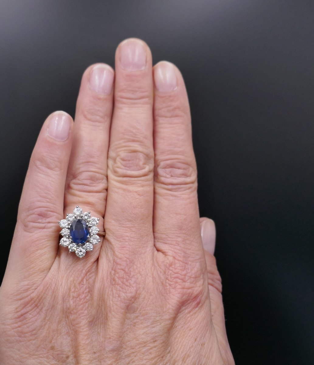 Bague Saphir 2,92 carats Et Diamants 1,80 carat. - Castafiore