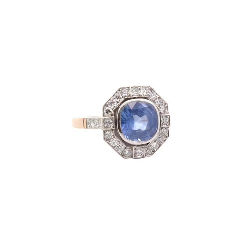 Bague saphir 3,05cts et diamants en or et platine - Castafiore