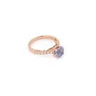 Bague Saphir Ceylan Non Chauffé 2.44 Carats Diamants Or Rose 18 Carats (Certificat) - Castafiore