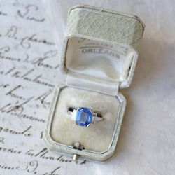 Bague Saphir Ceylan Non Chauffé 4,00 Cts et Diamants Baguettes - Castafiore