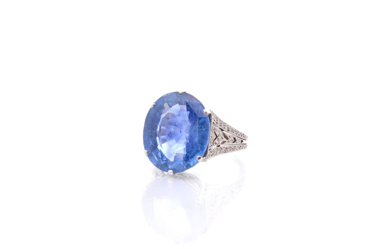 Bague saphir de Ceylan en platine - Castafiore