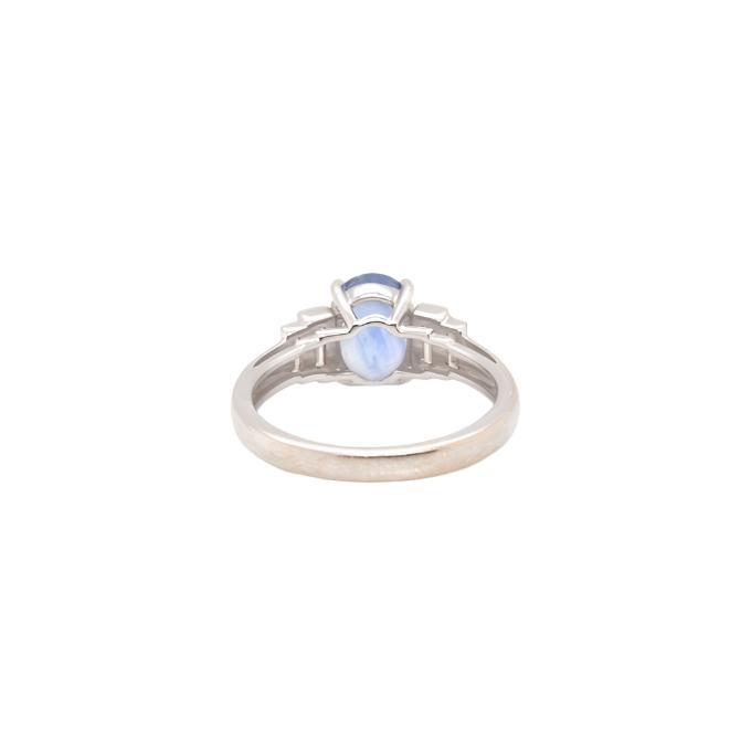 Bague saphir de Ceylan et diamants baguettes - Castafiore