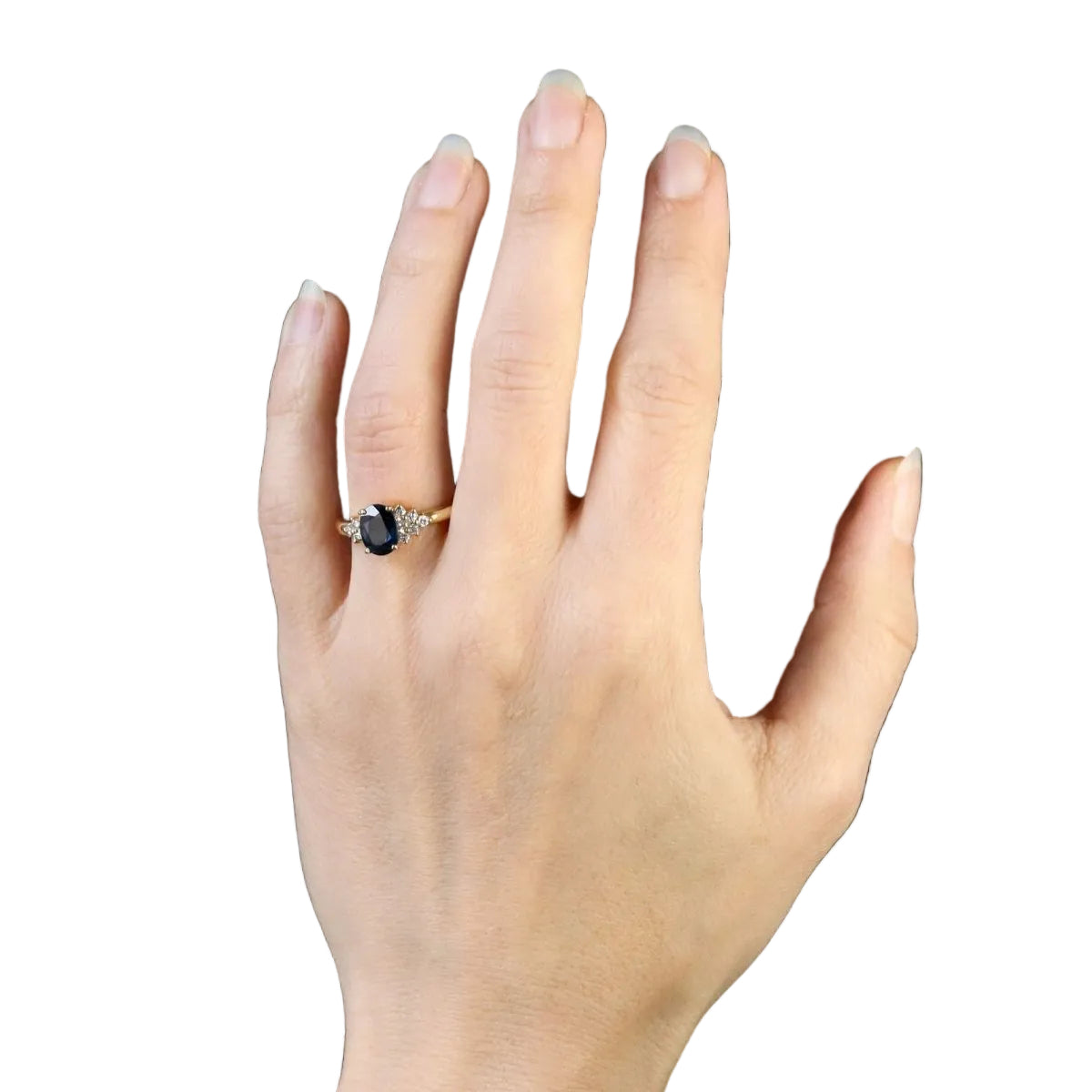 Bague saphir diamants en or jaune - Castafiore