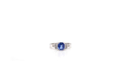 Bague saphir diamants en platine - Castafiore