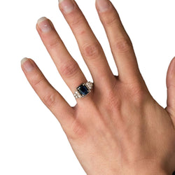 Bague saphir diamants style art déco - Castafiore