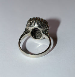Bague Saphir Double Entourage Diamants Or Blanc - Castafiore