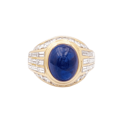 Bague saphir en or jaune et diamants - Castafiore