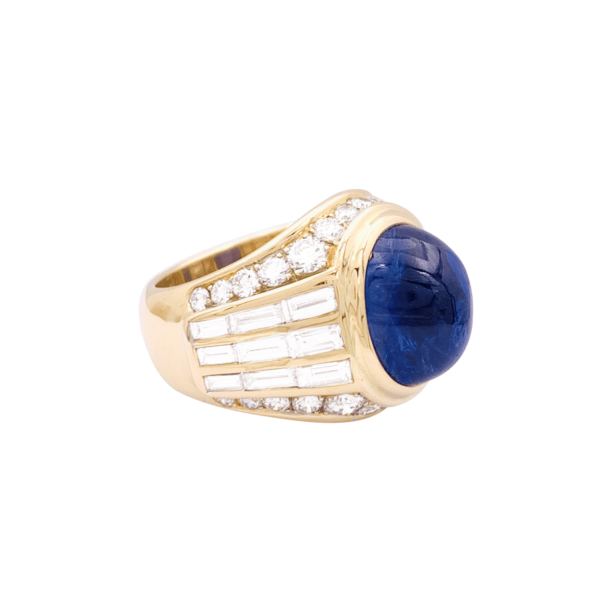 Bague saphir en or jaune et diamants - Castafiore