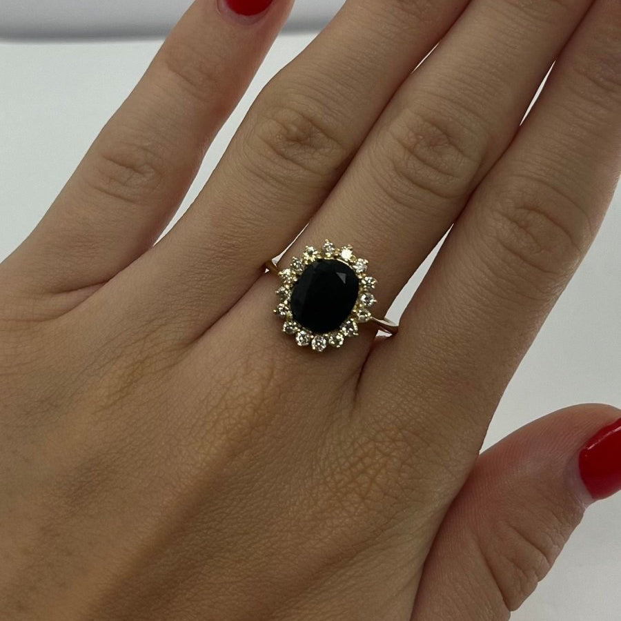 Bague Saphir en or jaune et diamants - Castafiore