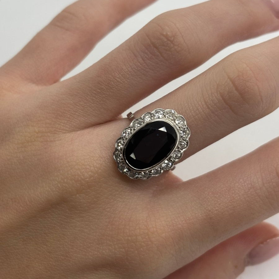Bague Saphir en platine et diamants - Castafiore