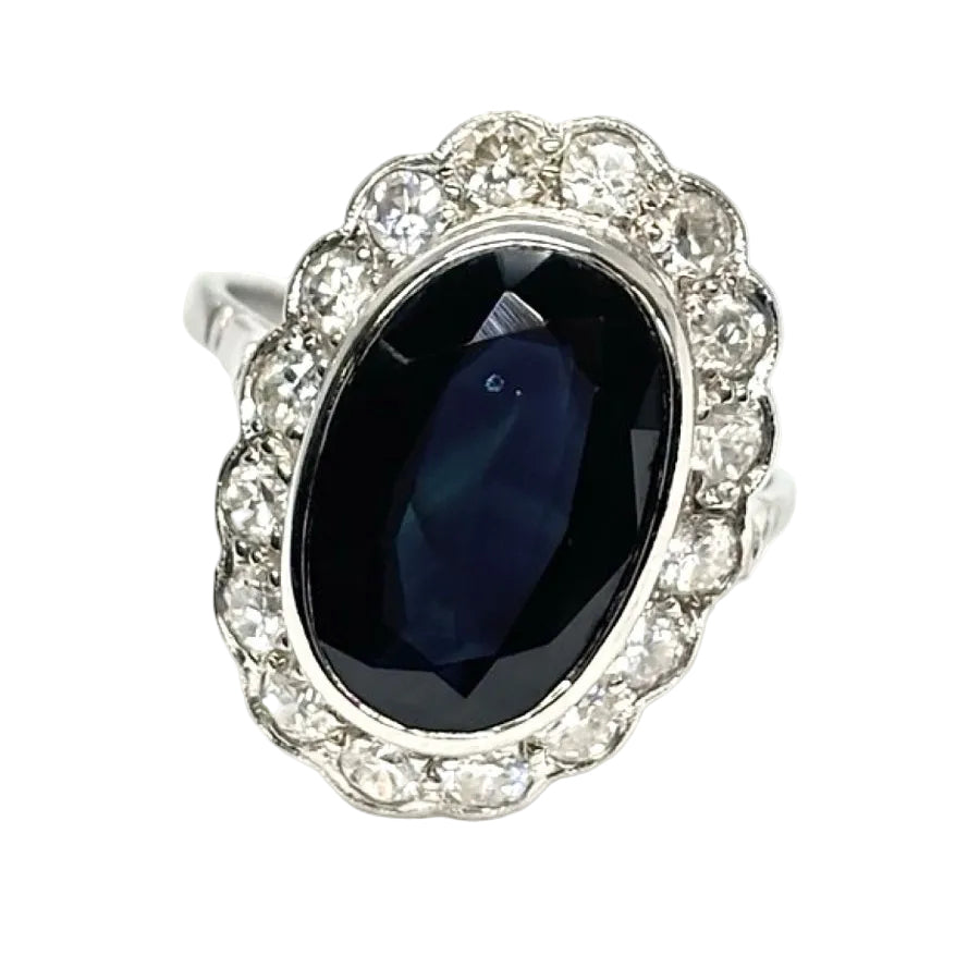 Bague Saphir en platine et diamants - Castafiore