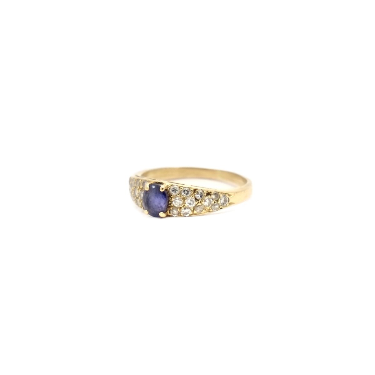 Bague saphir et diamant en or jaune et or gris - Castafiore