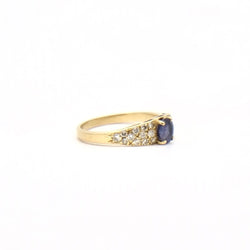 Bague saphir et diamant en or jaune et or gris - Castafiore