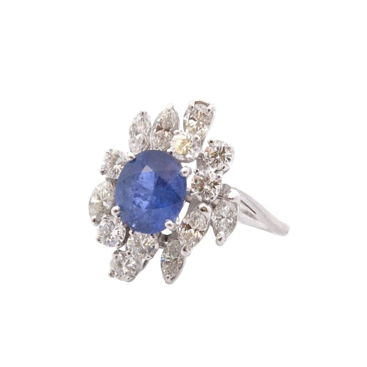 Bague Saphir et diamants en or blanc - Castafiore