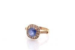 Ring sapphire and diamonds in 18k gold