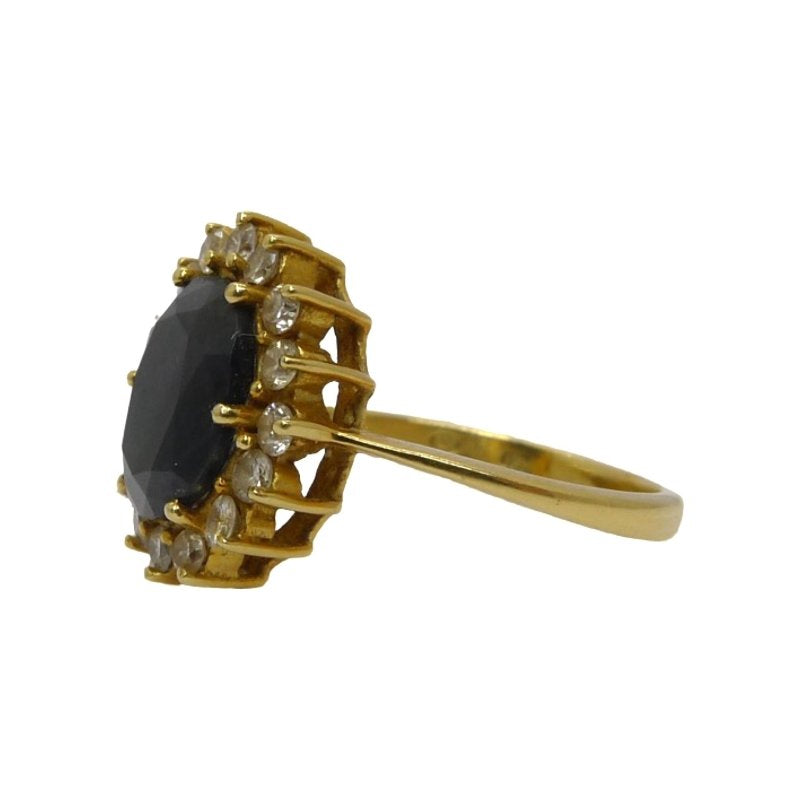 Bague Saphir et diamants en or jaune - Castafiore