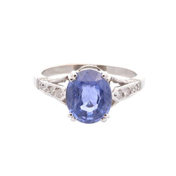 Bague Saphir et diamants en platine - Castafiore