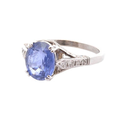 Bague Saphir et diamants en platine - Castafiore