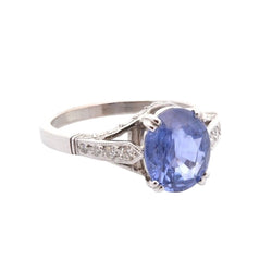 Bague Saphir et diamants en platine - Castafiore