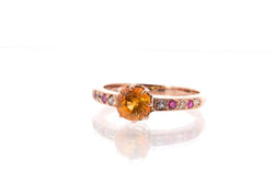 Bague saphir jaune, diamants et saphirs roses - Castafiore