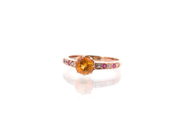 Bague saphir jaune, diamants et saphirs roses - Castafiore