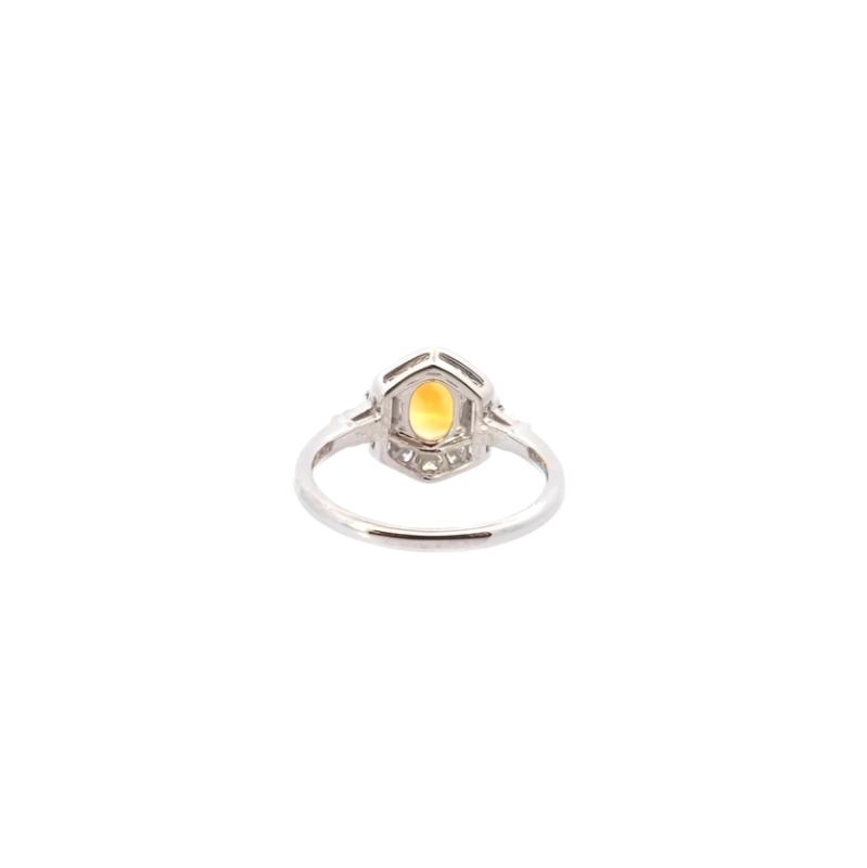 Bague saphir jaune et diamants en or blanc - Castafiore