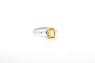 Bague Saphir Jaune et Diamants en Platine - Castafiore