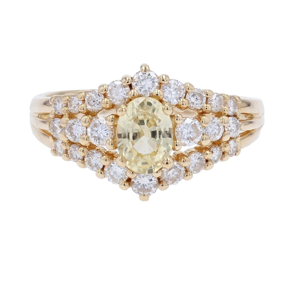 Bague saphir jaune et diamants or jaune - Castafiore