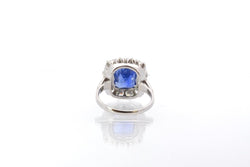 Bague saphir naturel non chauffé et diamants en platine - Castafiore