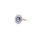 Bague Saphir Ovale 2,02cts et Diamants en Or Jaune 18k et Platine - Castafiore