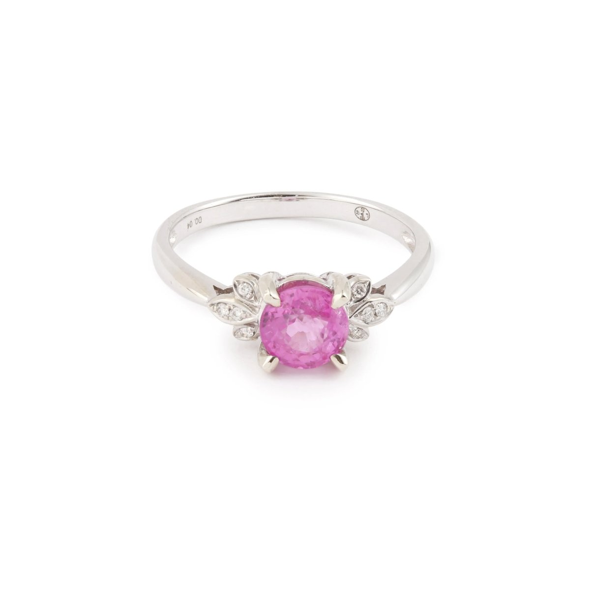 Bague Saphir Rose 1.20 Carats Diamants Or Gris 18 Carats - Castafiore
