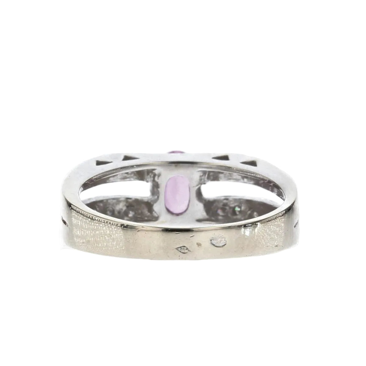 Bague saphir rose diamants or blanc - Castafiore