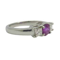 Bague Saphir rose et diamants en or blanc - Castafiore