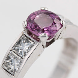 Bague Saphir rose et diamants en or blanc - Castafiore