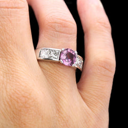 Bague Saphir rose et diamants en or blanc - Castafiore