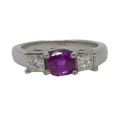 Bague Saphir rose et diamants en or blanc - Castafiore