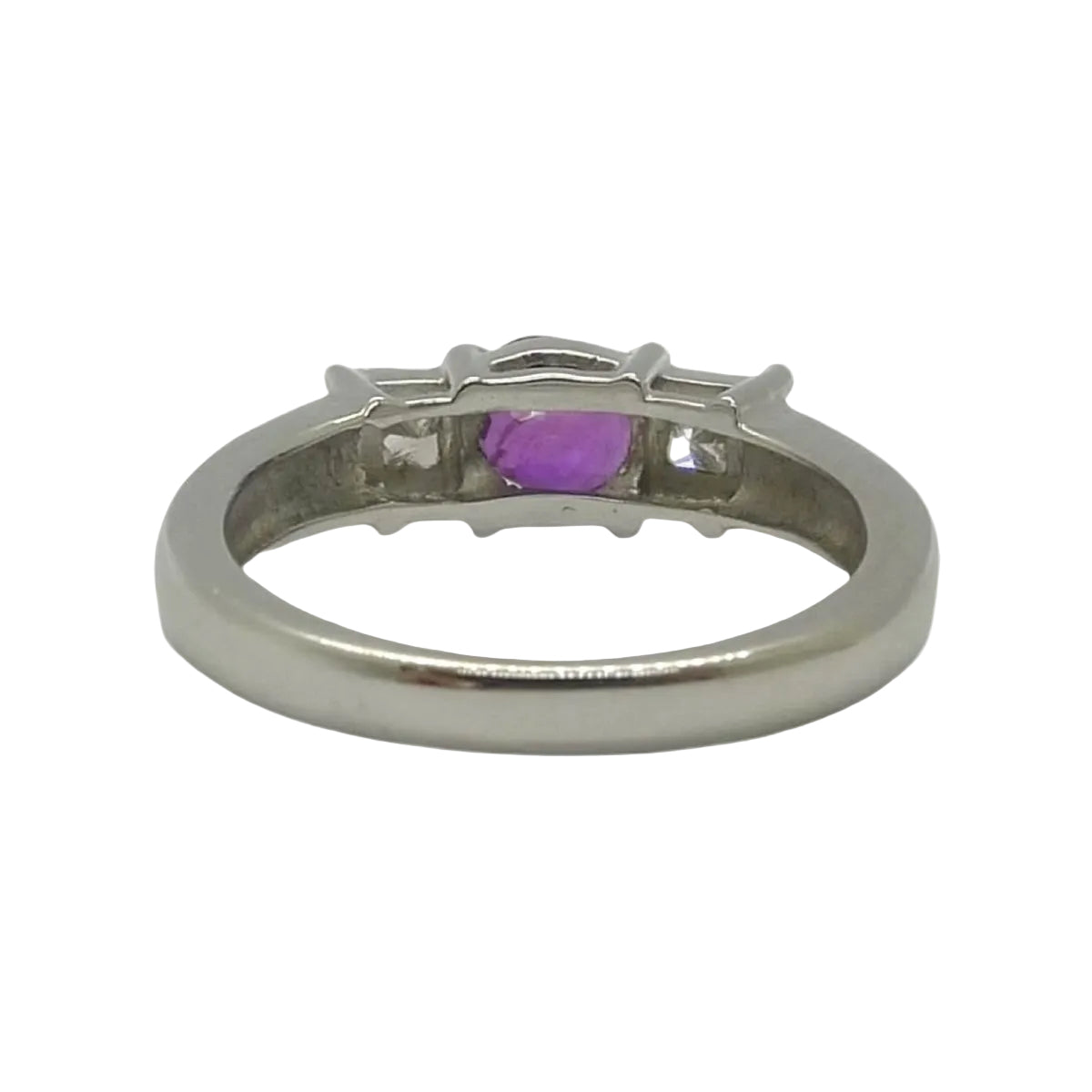 Bague Saphir rose et diamants en or blanc - Castafiore