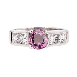 Bague Saphir rose et diamants en or blanc - Castafiore