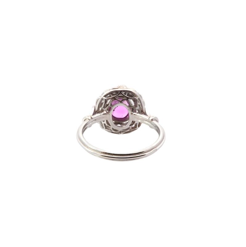 Bague saphir rose et diamants en platine - Castafiore