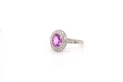 Bague saphir rose et diamants en platine - Castafiore