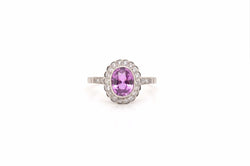 Bague saphir rose et diamants en platine - Castafiore