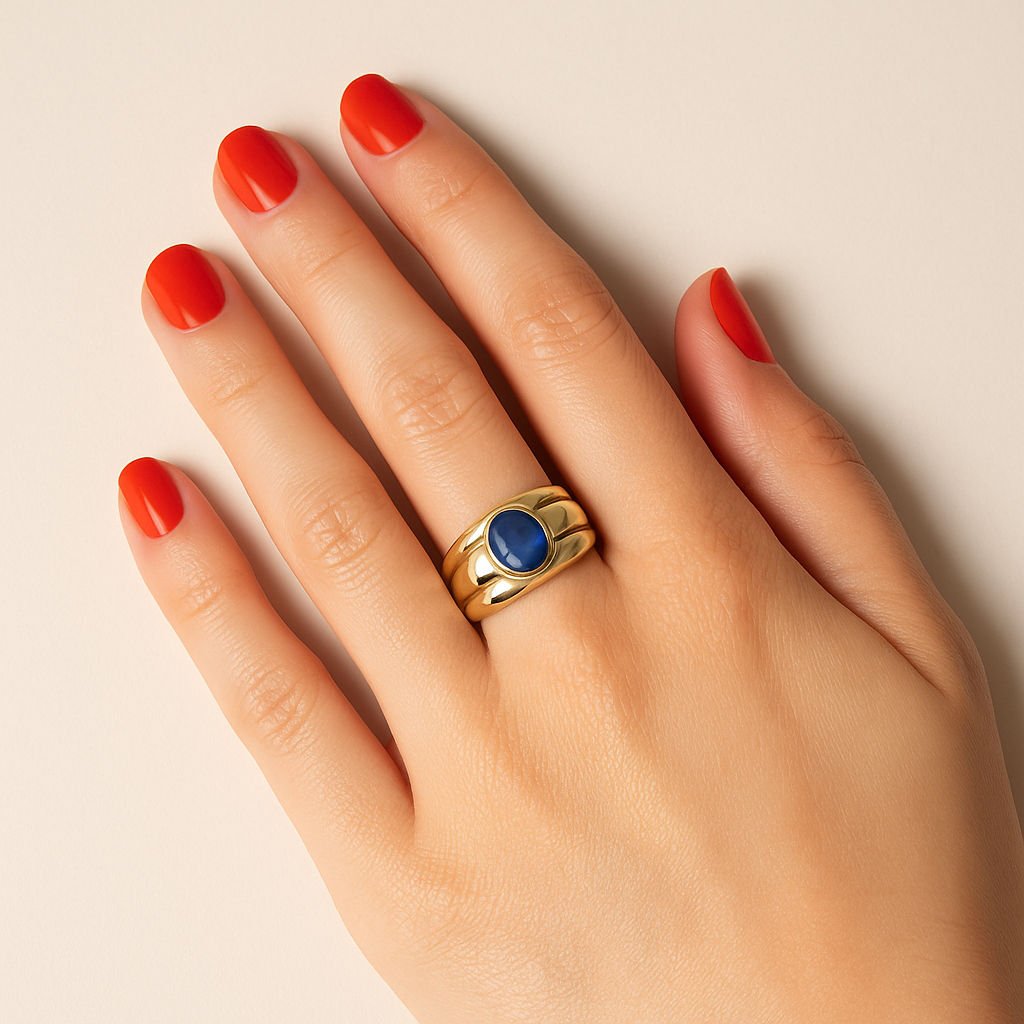 Bague saphir taille coussin Ceylan vintage - Castafiore