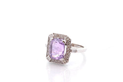 Bague Saphir violet et diamants en platine - Castafiore