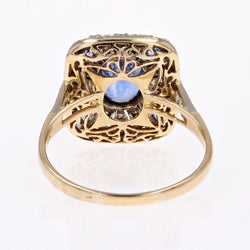 Bague saphirs diamants coussin - Castafiore