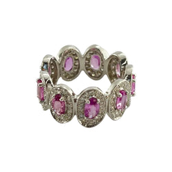 Bague Saphirs roses et diamants en or blanc - Castafiore