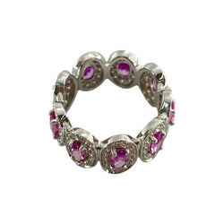 Bague Saphirs roses et diamants en or blanc - Castafiore
