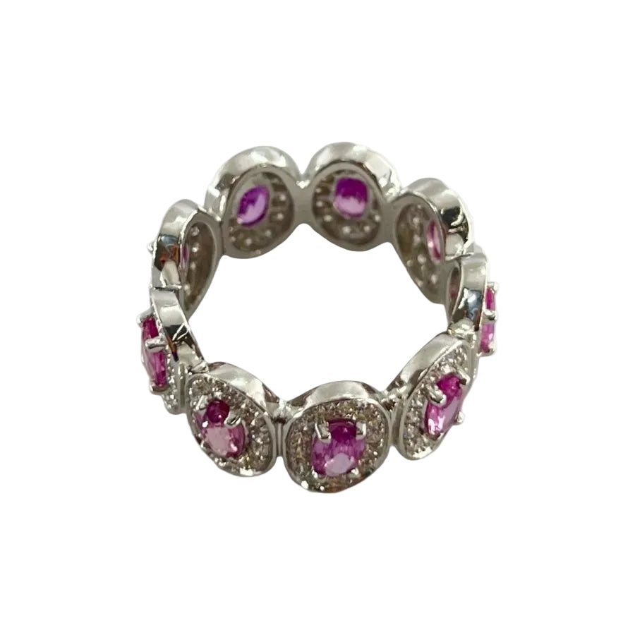 Bague Saphirs roses et diamants en or blanc - Castafiore