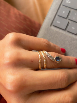 Bague serpent bi - colore en saphir - Castafiore