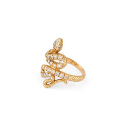 Bague serpent en diamant et or jaune - Castafiore
