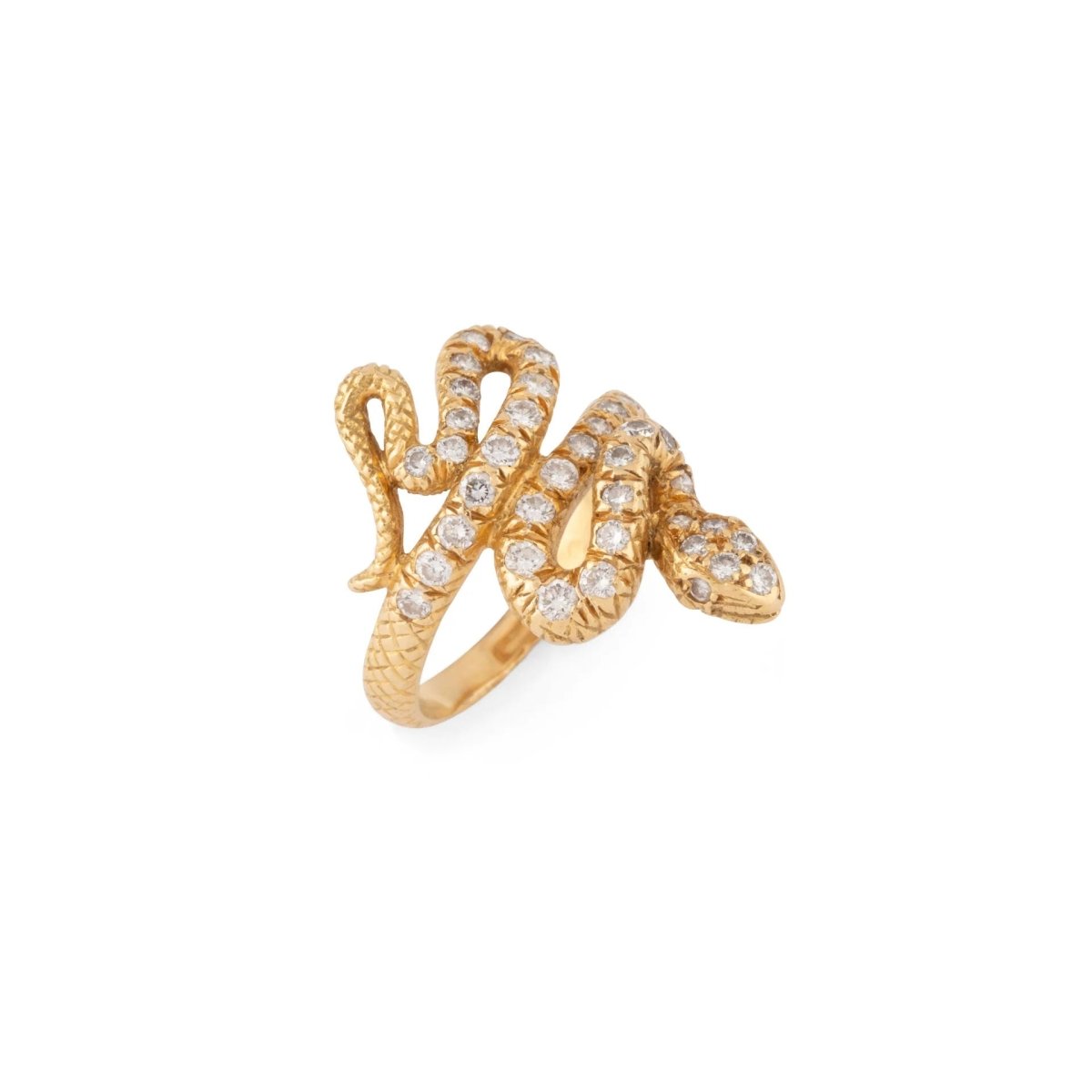 Bague serpent en diamant et or jaune - Castafiore